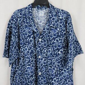 Ralph Lauren Polo Short Sleeve Button Blue Flower Hawaiian Vacation Shirt Sz. XL